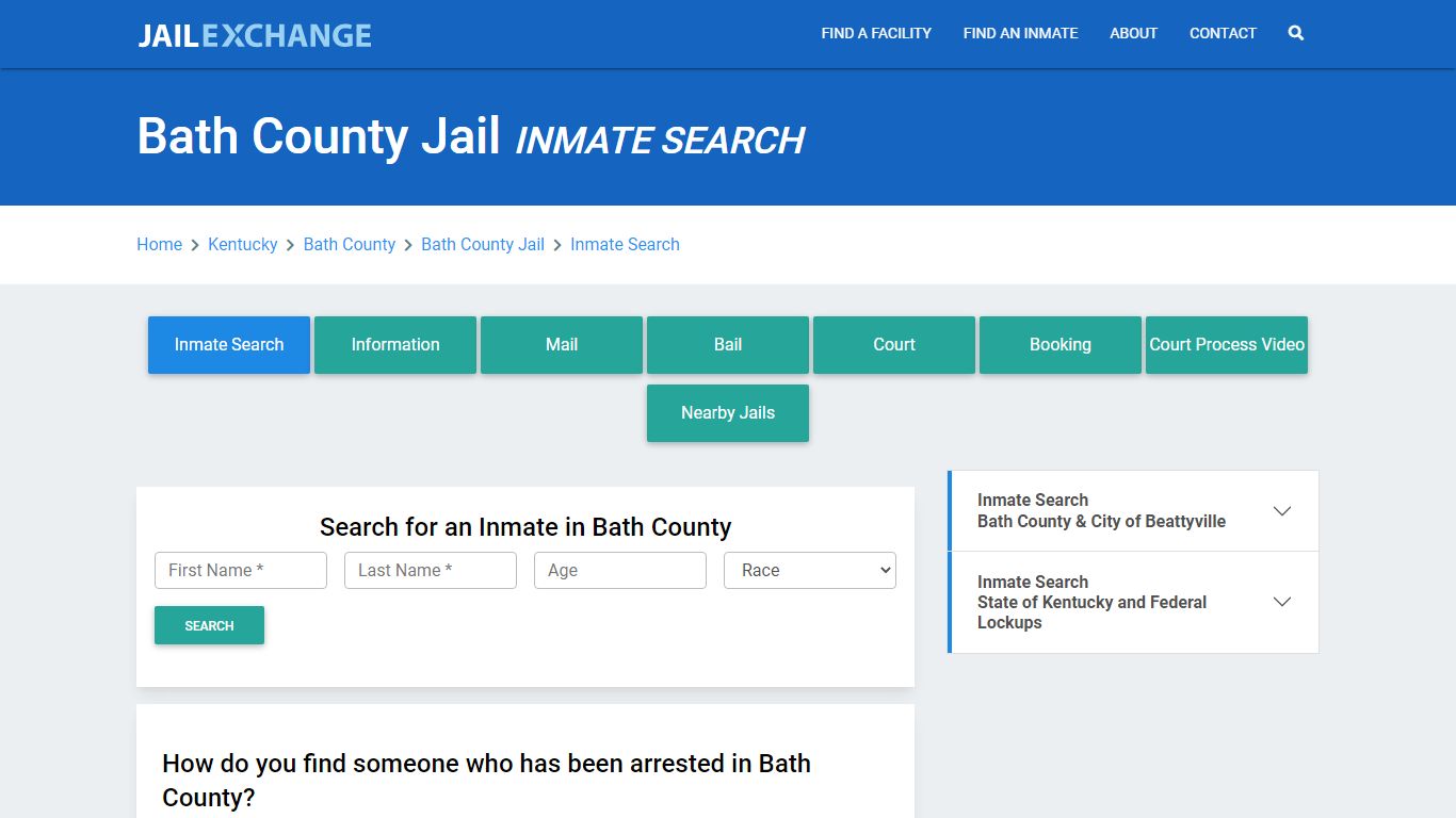 Bath County Jail, KY Inmate Search: Roster & Mugshots - Jail Exchange