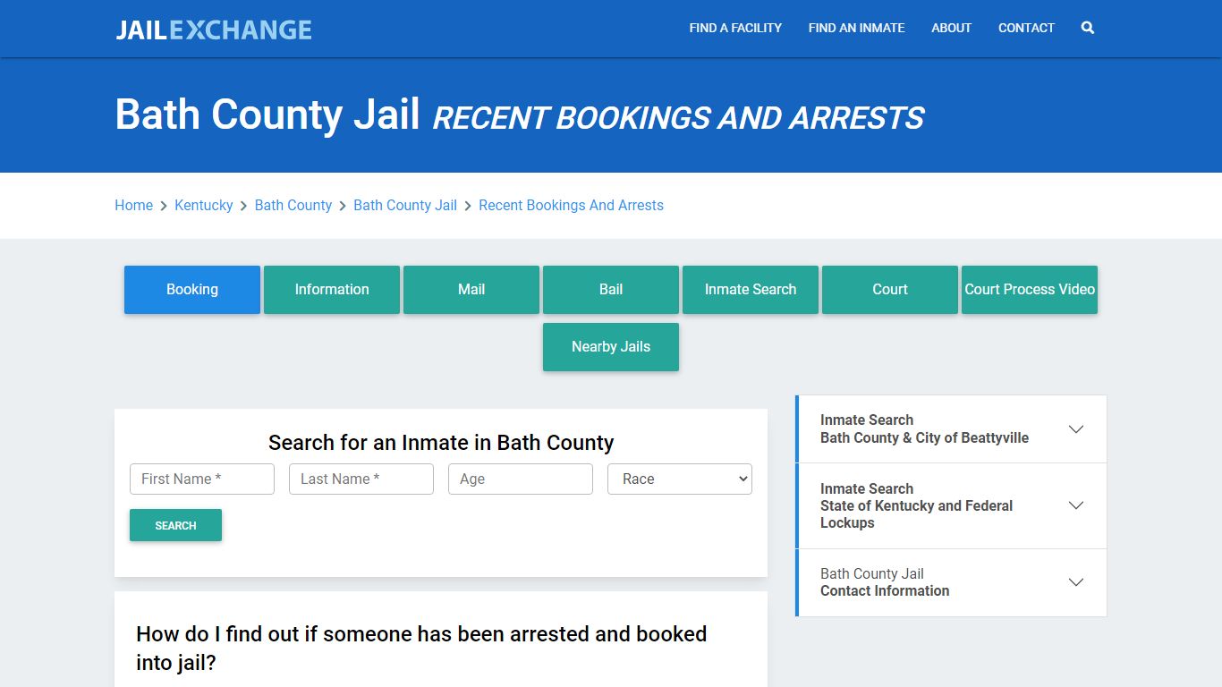 Bath County Jail KY Recent Arrests and Bookings - Jail Exchange