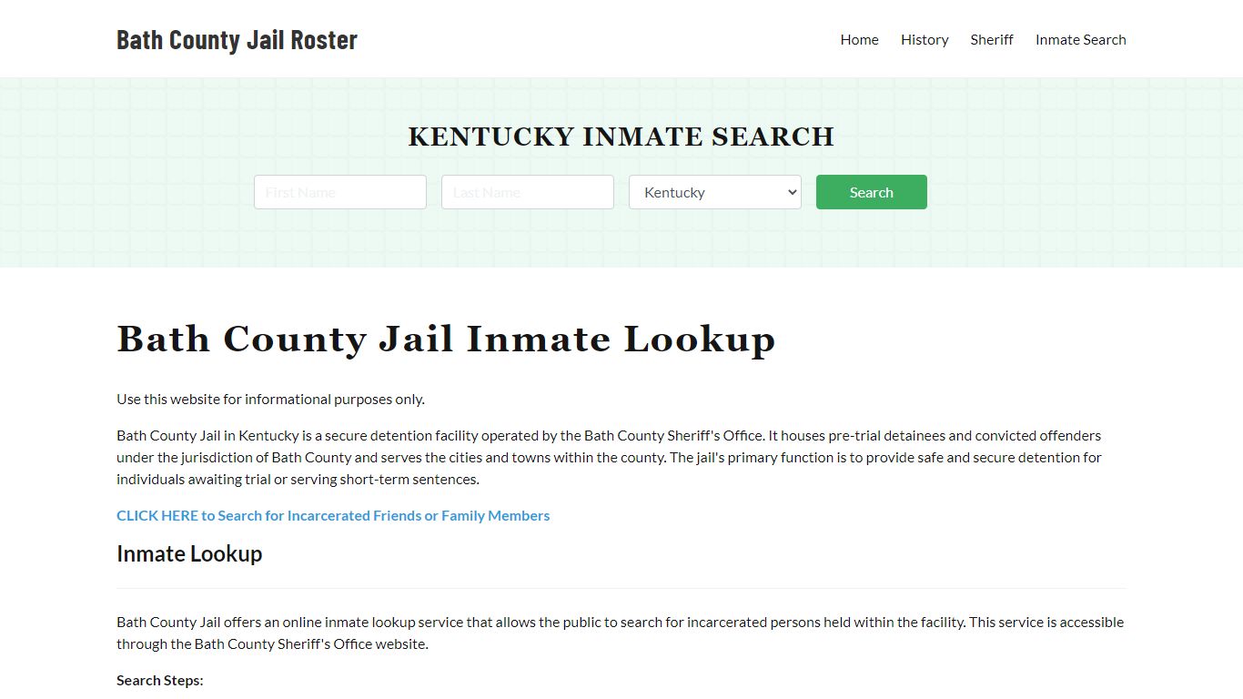 Bath County Jail Roster Lookup, KY, Inmate Search