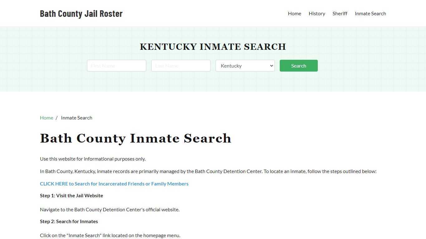 Bath County, KY Detainee Lookup